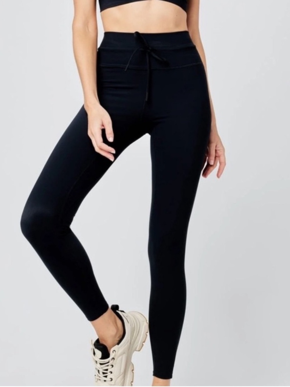L* Space Turner Black High Rise Ribbed Tie Leggings
